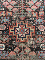 3'4 x 6'2 Worn Kurdish rug #2143 / 3x6 Vintage Rug - Blue Parakeet Rugs