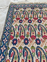 1'10 x 2'5 Vintage Scatter Rug #2494 - Blue Parakeet Rugs