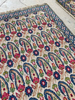 1'10 x 2'5 Vintage Scatter Rug #2494 - Blue Parakeet Rugs