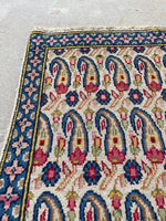 1'10 x 2'5 Vintage Persian Scatter rug #2495 - Blue Parakeet Rugs