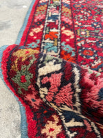 3'4 x 9'9 Vintage Hamadan Runner #2145 / 3x10 Vintage Runner - Blue Parakeet Rugs