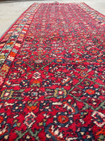 3'4 x 9'9 Vintage Hamadan Runner #2145 / 3x10 Vintage Runner - Blue Parakeet Rugs