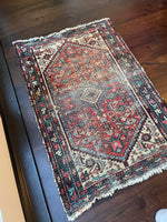 2'5 x 3'7 Worn Antique Persian Scatter rug #1675 - Blue Parakeet Rugs