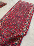 3'4 x 9'9 Vintage Hamadan Runner #2145 / 3x10 Vintage Runner - Blue Parakeet Rugs