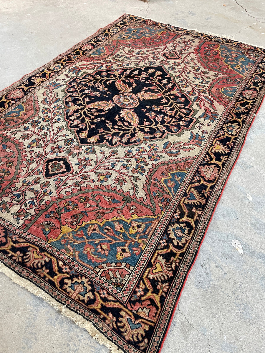 4'4 x 6'10 Antique Persian Ferahan Sarouk rug #2578ML / 4x7 vintage ru ...