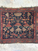 1'10 x 2'3 antique 19th Century scatter mat / scatter rug (#966) - Blue Parakeet Rugs