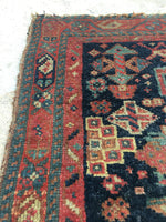 1'10 x 2'3 antique 19th Century scatter mat / scatter rug (#966) - Blue Parakeet Rugs