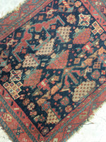 1'10 x 2'3 antique 19th Century scatter mat / scatter rug (#966) - Blue Parakeet Rugs