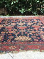 1'10 x 2'3 antique 19th Century scatter mat / scatter rug (#966) - Blue Parakeet Rugs