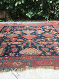 1'10 x 2'3 antique 19th Century scatter mat / scatter rug (#966) - Blue Parakeet Rugs
