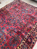 5'7 x 7' Antique full pile Persian Lilihan #2303ML / 6x7 vintage rug - Blue Parakeet Rugs