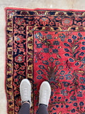5'7 x 7' Antique full pile Persian Lilihan #2303ML / 6x7 vintage rug - Blue Parakeet Rugs