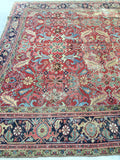 8'8 x 12'3 antique Persian Heriz / Large vintage rug / 9x12 vintage Persian rug ( #1134) - Blue Parakeet Rugs