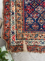 3'7 x 10'6 Antique tribal wool runner #247 / 4x11 Vintage runner - Blue Parakeet Rugs