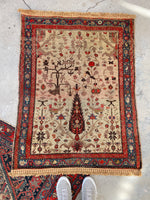 2'11 x 3'11 Antique Persian Senneh rug #2307ML / 2x4 Vintage rug - Blue Parakeet Rugs