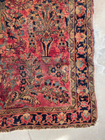 4'3 x 6'9 Antique Persian Sarouk rug #1299ML / 4x7 Vintage rug - Blue Parakeet Rugs