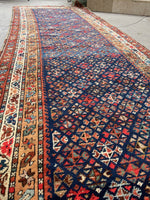 3'7 x 10'6 Antique tribal wool runner #247 / 4x11 Vintage runner - Blue Parakeet Rugs