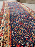 3'7 x 10'6 Antique tribal wool runner #247 / 4x11 Vintage runner - Blue Parakeet Rugs