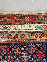 3'7 x 10'6 Antique tribal wool runner #247 / 4x11 Vintage runner - Blue Parakeet Rugs