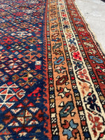 3'7 x 10'6 Antique tribal wool runner #247 / 4x11 Vintage runner - Blue Parakeet Rugs
