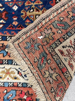 3'7 x 10'6 Antique tribal wool runner #247 / 4x11 Vintage runner - Blue Parakeet Rugs