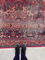 10'2 x 13'8 Antique fuchsia ground rug #1978ML-2 / 10x14 Vintage Rug - Blue Parakeet Rugs