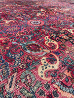 10'2 x 13'8 Antique fuchsia ground rug #1978ML-2 / 10x14 Vintage Rug - Blue Parakeet Rugs