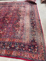 10'2 x 13'8 Antique fuchsia ground rug #1978ML-2 / 10x14 Vintage Rug - Blue Parakeet Rugs
