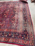 10'2 x 13'8 Antique fuchsia ground rug #1978ML-2 / 10x14 Vintage Rug - Blue Parakeet Rugs