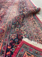 10'2 x 13'8 Antique fuchsia ground rug #1978ML-2 / 10x14 Vintage Rug - Blue Parakeet Rugs