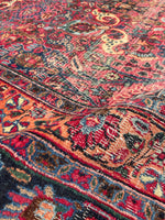 10'2 x 13'8 Antique fuchsia ground rug #1978ML-2 / 10x14 Vintage Rug - Blue Parakeet Rugs