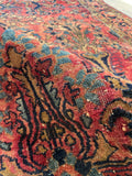 4'3 x 6'9 Antique Persian Sarouk rug #1299ML / 4x7 Vintage rug - Blue Parakeet Rugs