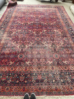 10'2 x 13'8 Antique fuchsia ground rug #1978ML-2 / 10x14 Vintage Rug - Blue Parakeet Rugs