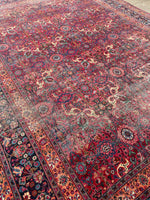 10'2 x 13'8 Antique fuchsia ground rug #1978ML-2 / 10x14 Vintage Rug - Blue Parakeet Rugs