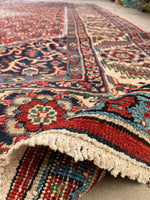 8'4 x 11'5 Antique Heriz rug #2147ML / 8x12 Vintage Rug - Blue Parakeet Rugs