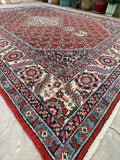 8'4 x 11'5 Antique Heriz rug #2147ML / 8x12 Vintage Rug - Blue Parakeet Rugs