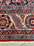 8'4 x 11'5 Antique Heriz rug #2147ML / 8x12 Vintage Rug - Blue Parakeet Rugs