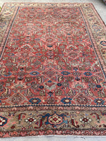 8'8 x 11'6 Antique Heriz with camel border #2148ML / 9x12 Vintage Rug - Blue Parakeet Rugs