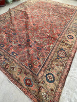 8'8 x 11'6 Antique Heriz with camel border #2148ML / 9x12 Vintage Rug - Blue Parakeet Rugs