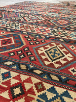 4'10 x 9'7 Antique flat weave Kilim #2306ML / KILIM - Blue Parakeet Rugs
