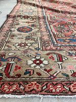 8'8 x 11'6 Antique Heriz with camel border #2148ML / 9x12 Vintage Rug - Blue Parakeet Rugs