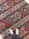 4'10 x 9'7 Antique flat weave Kilim #2306ML / KILIM - Blue Parakeet Rugs