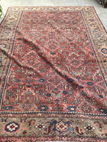 8'8 x 11'6 Antique Heriz with camel border #2148ML / 9x12 Vintage Rug - Blue Parakeet Rugs