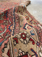 8'8 x 11'6 Antique Heriz with camel border #2148ML / 9x12 Vintage Rug - Blue Parakeet Rugs