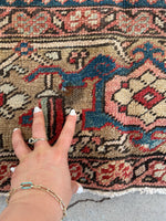 8'8 x 11'6 Antique Heriz with camel border #2148ML / 9x12 Vintage Rug - Blue Parakeet Rugs