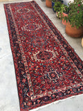 3'10 x 11'5 vintage Gharajeh runner #578 - Blue Parakeet Rugs