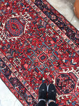 3'10 x 11'5 vintage Gharajeh runner #578 - Blue Parakeet Rugs