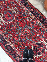 3'10 x 11'5 vintage Gharajeh runner #578 - Blue Parakeet Rugs