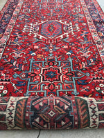 3'10 x 11'5 vintage Gharajeh runner #578 - Blue Parakeet Rugs