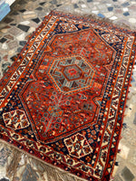 3’7 X 5’3 Antique tribal 1930's Rug #1816 / Small Tribal Rug / 4x5 Vintage Rug - Blue Parakeet Rugs